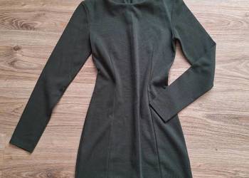 Śliczna ciemnozielona sukienka Zara butelkowa zieleń długi rękaw 36