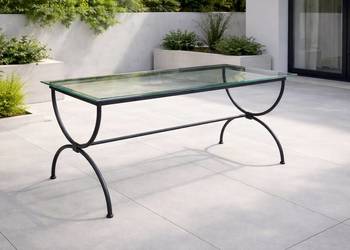 Stół 150x80 ogrodowy kute metalowe ze szkłem Dostępne 2 sztuki