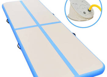 Mata gimnastyczna z pompką 400x100x10 cm PVC niebieska WM-91916