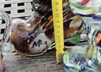 PRL.Dekoracja.Wazon but kolorowe szkło.Ręcznie dmuchany