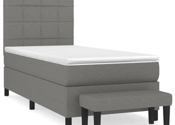 Łóżko kontynentalne z materacem ciemnoszara tkanina 80x200 cm WM-3136550