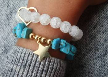 Bransoletka z Kryształu górskiego matowego 10mm z konturem serca