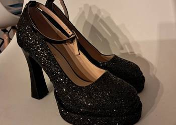 nowe czarne buty brokatowe rozmiar 38 wysokość samej szpilki 10 cm