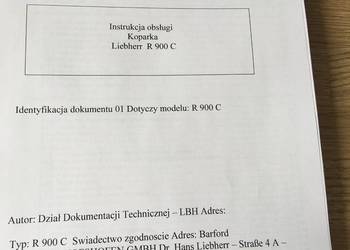 dtr instrukcja obsługi koparka liebherr R 900 C i inne