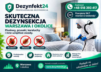 Dezynsekcja Warszawa 24/7 – Pluskwy, Prusaki, Karaluchy