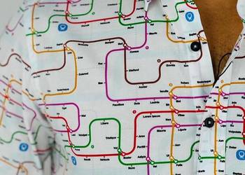 GIOVANNI PERA Koszula męska K014 Biała, Kolorowa, Mapa, Metro,
