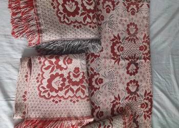 Dwustronne tkane narzuty, kapy, żakardowe, komplet 4 sztuki, PRL