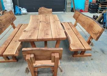 Meble ogrodowe tarasowe dąb biesiadne bardzo masywne