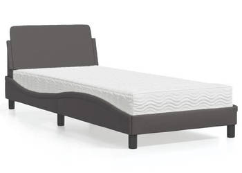 Łóżko z materacem szare sztuczna skóra 80x200 cm WM-3208300