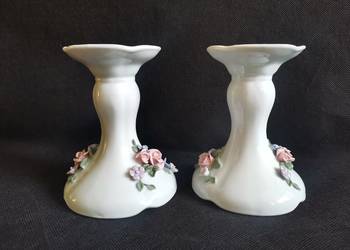Stary porcelanowy świecznik 2 sztuki porcelana Bogucice design PRL