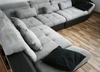 sofa narożnik - szara kanapa narożna 4 częściowa 5-6 osobowa 251 x 327 cm