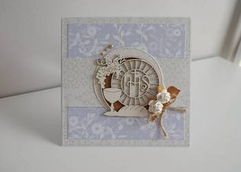 Kartka ręcznie robiona Pierwsza Komunia Święta 04 handmade