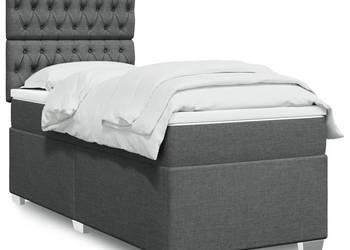 Łóżko kontynentalne z materacem ciemnoszara tkanina 90x200 cm WM-3292679