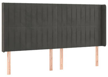 Zagłówek do łóżka z LED ciemnoszary 163x16x118/128cm aksamit WM-3124341