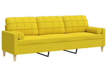 3-osobowa sofa z poduszkami jasnożółta 210 cm obita tkaniną WM-3278206