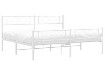 Łóżko Metalowe Białe Rama Łóżka Ze Stelażem Biała 193x203 cm WM-372350