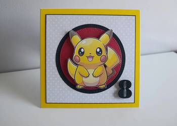 Kartka na urodziny ręcznie robiona Pokemon Pikachu