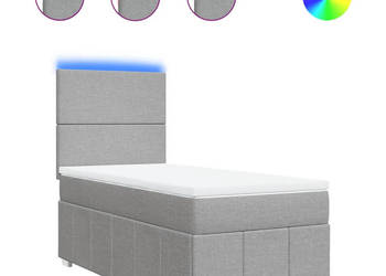 Łóżko kontynentalne z materacem jasnoszare tkanina 90x200 cm WM-3293844