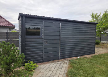 Domek Ogrodowy 5x2m Spad na tył Ciemny Grafit Mat PREMIUM
