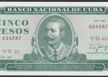 KUBA 5 PESOS 1987 - MACEO - STAN BANKOWY UNC