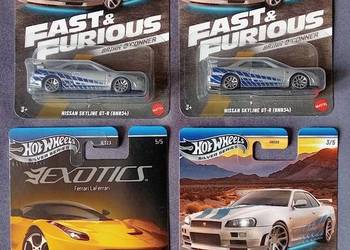 Hot Wheels zestaw Nissan Skyline GT-R Ferrari + protektory ,stan modeli BDB