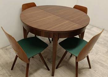 stół okrągły patyczak PRL rozkładany stary drewniany vintage design