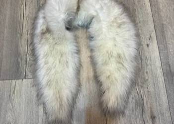 Biały, futrzany kołnierz do płaszcza, futrzana etola