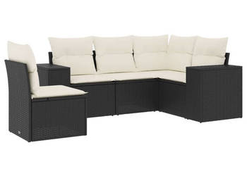 5-cz. zestaw wypoczynkowy do ogrodu poduszki czarny rattan PE WM-3222565
