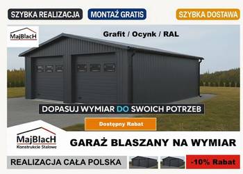 A174-Garaż Blaszany |Blaszak|Konstrukcja Stalowa|Grafit/RAL– Maj-Blach