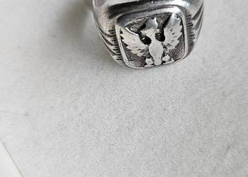 Sygnet srebrny orzeł stary zabytkowy unikat antyk srebro