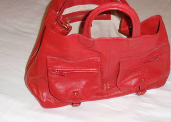 Torebka damska JEAN-PAUL z naturalnej czerwonej skóry piękna nieużywana.