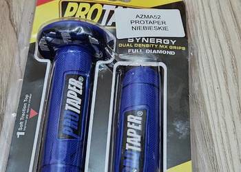 Manetki gripy motocyklowe napis protaper niebieskie
