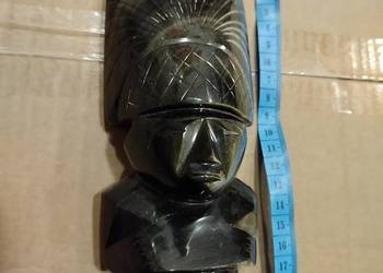 Figurka Aztek / Majowie – naturalny Obsydian Złocisty, 20 cm, Meksyk
