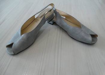 Buty Sandały Skórzane Skóra Naturalna Szare Ceniona Marka Monnari 39