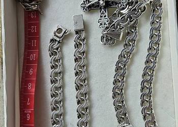 Łańcuszek bransoletka garibaldi srebro plus Krzyż antyk piękny zestaw