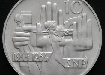 CZECHOSŁOWACJA 10 KORON 1964 - SNP - SREBRO