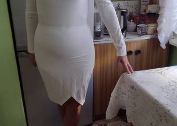 (38/M) ASOS/ Biała, ołówkowa sukienka dzianinowa