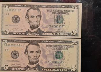 5 dolarów usa UNC gwiazdka kolejne 2017r.