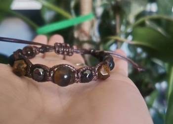 Bransoletka kamień naturalny tygrysie oko hematyt lawa wulkaniczna