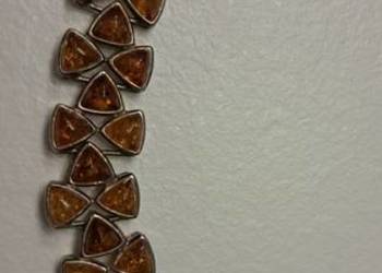 bransoleta ze srebra z bursztynami