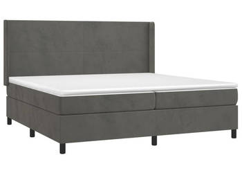 Łóżko kontynentalne z materacem i LED szary aksamit 200x200cm WM-3139464