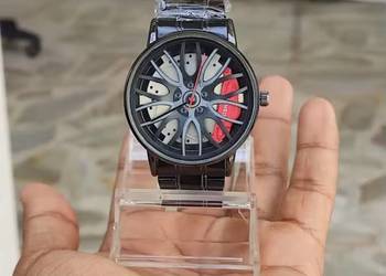 MEIBO Męski zegarek kwarcowy z paskiem stalowym Gear Bezel