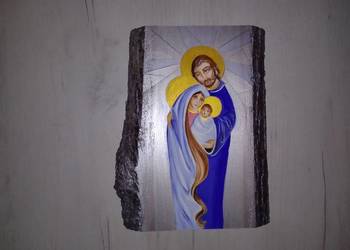 Święta Rodzina malowana na desce