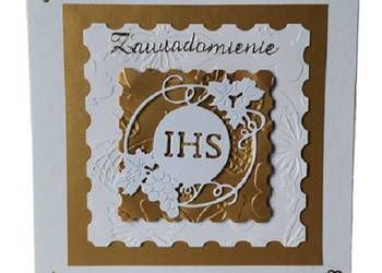 Zawiadomienia Komunia Uniwersalne Z Hostią - K4 – Złoto – Biel