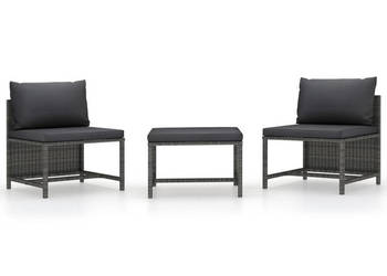 3-częściowa sofa do ogrodu z poduszkami szara polirattanowa WM-313500