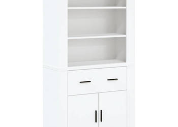 Wysoka szafka biała materiał drewnopochodny WM-3185375