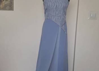 Śliczna elegancka długa wieczorowa suknia lila fiolet 36 na impreze