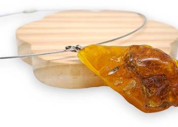 Naszyjnik z bursztynu, BURSZTYN bałtycki bryłka, linka #979