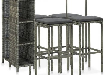 5-cz. ogrodowy zestaw barowy poduszki rattan PE szary WM-3064917
