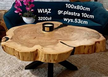 Stolik kawowy 100x80cm PIĘKNY OKAZ LIVE EDGE  plaster drewna